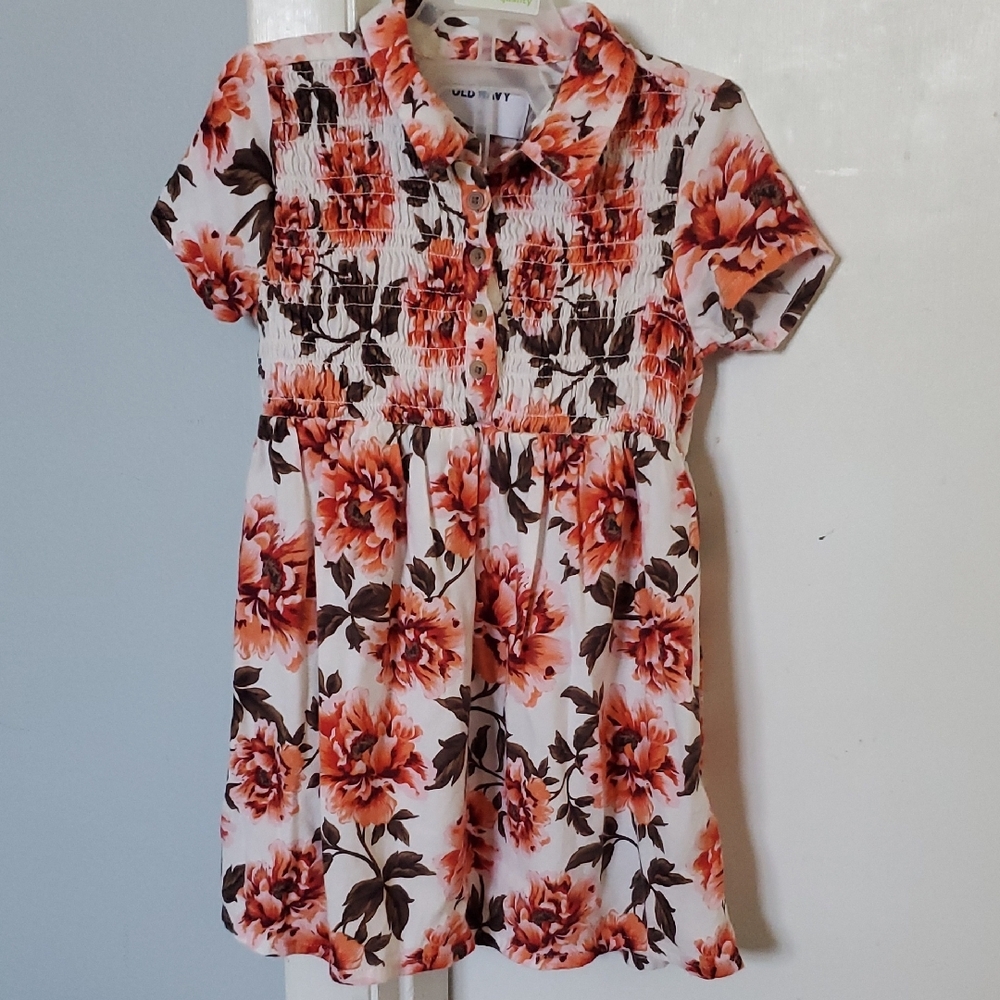 Vibrant Floral Button-Up Smocked Dress